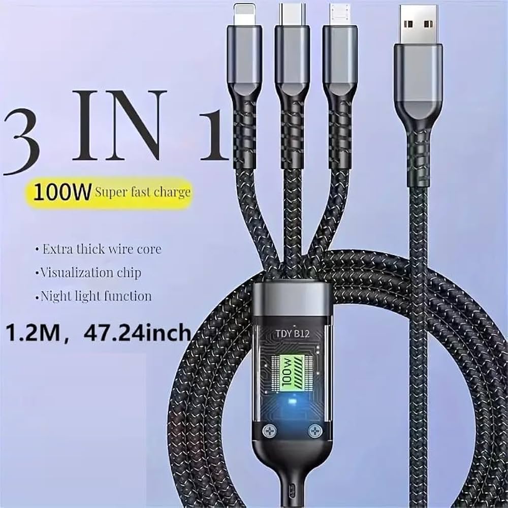 100W 3-in-1 fast charging Cable